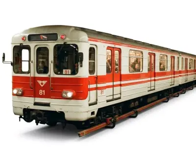 Soviet-Era 81717 Subway Train Classic Red and White Metro  3D model