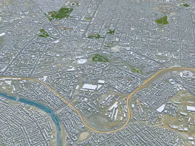 Shymkent Kazakhstan 40km Low-poly 3D model
