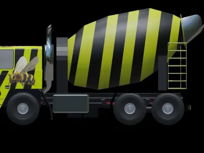 Bumble Bee Contrete Mixer Low-poly 3D model