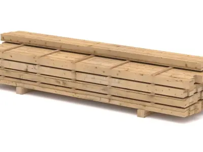 Wooden Beams 01 Low-poly 3D model