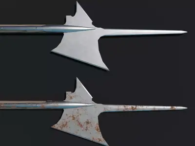 Medieval Halberd Low-poly 3D model get