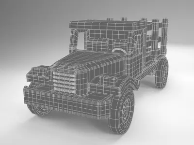 Wood Toy Truck 1 Low-poly 3D model