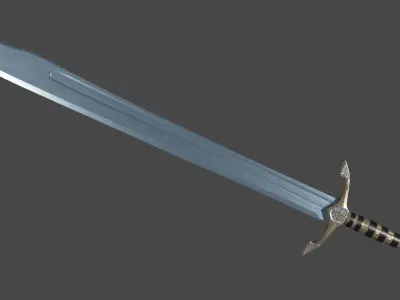 Grossmesser sword with Excalibur handle Low-poly 3D model