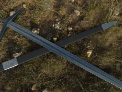 Medieval Sword Low-poly 3D model 10