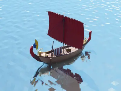 Egypt Boat Big Low Poly Low-poly 3D model