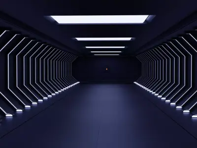 Sci fi tunnel Free 3D model