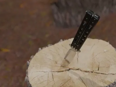 Butterfly knife Low-poly 3D model