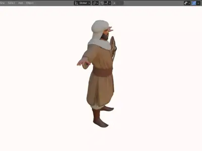 Realistic Arabian Desert Warrior 3D Model  Rigged  Game Ready Low-poly 3D model 3