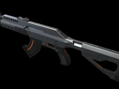 Futuristic weapon for mobile game inspired by an Ak47 Low-poly 3D model