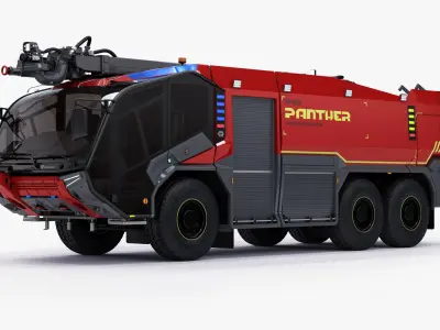 Rosenbauer Panther 6x6 Rigged Airport Fire Truck 3D model