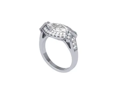 Marquise Solitaire Ring 3D print model 10