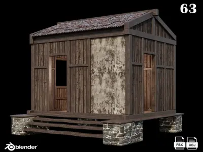 Medieval Houses Pack 61-62-63-64-65 - 4K Textures Game Ready Low-poly 3D model