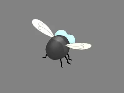 Cartoon house fly Low-poly 3D model