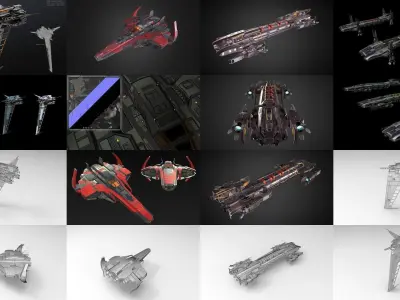 Sci-fi Spaceships 3D Model Pack purchase