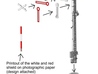 Railway Semaphore double arm static invalidated 1-87 resin 3D print model