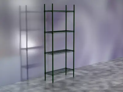 Wire Shelves - 30 inches X 12 inches X 72 inches in green epoxy Low-poly 3D model