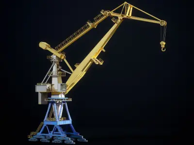 Double JIB Level Luffing Port Crane 3D model