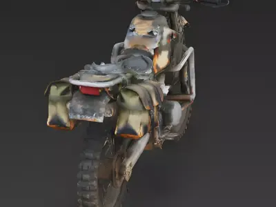 Realistic Destroyed Military Motorcycle 3d model Low-poly 3D model