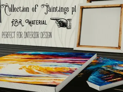 Collection of Paintings part 1 - 7 Assets Low-poly 3D model
