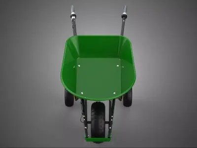 GREEN YELLOW ELECTRIC WHEELBARROW WHEEL BARROW CART GARDEN FARM 3D model