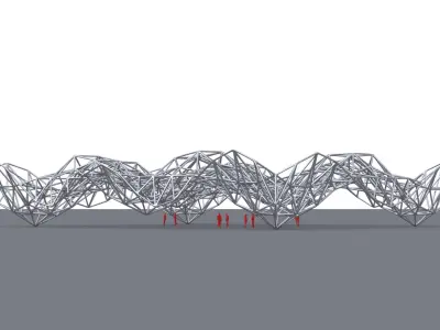 Parametric Steel Frame Canopy 03 3D model