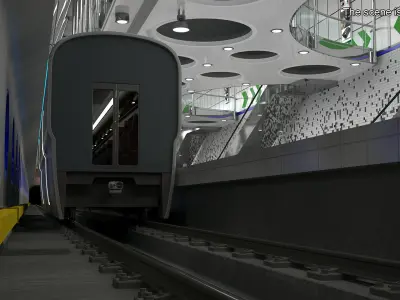 Futuristic Passenger Wagon Silver 3D model