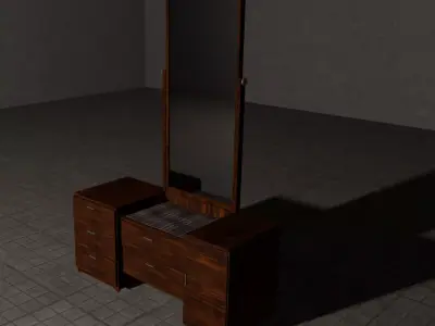 Japanese Dressing Table 3D Model Low-poly 3D model