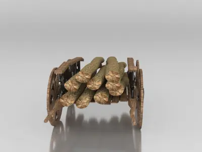 Medieval Horse Cart Low-poly 3D model
