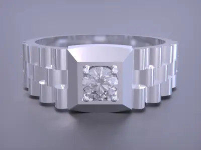 Signet Ring Diamond Link Style 3D print model