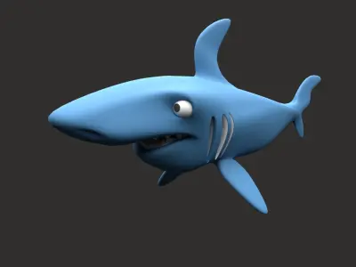 Shark cartoon Free low-poly 3D model