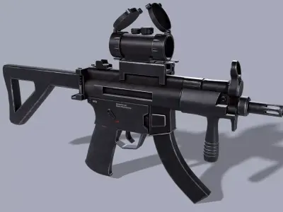 MP5 with Scope Low-poly 3D model