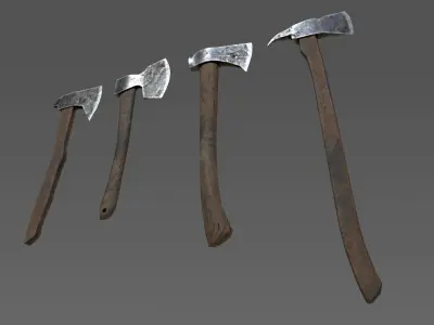 Next Gen AAA Axe Set - game ready Low-poly 3D model