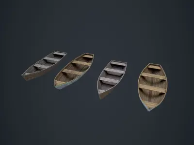 Wooden Boats Low-poly 3D model