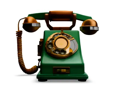 Vintage Green Rotary Phone 3D Model Low-poly 3D model