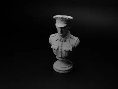 WW2 British Soldier Bust Chess 3D print model