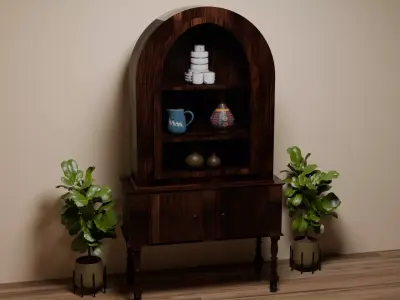 Antique China Cabinet or Hutch with Glass Door Low-poly 3D model purchase