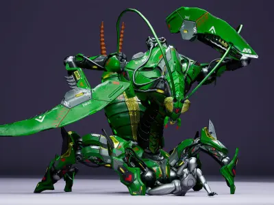 SciFi Insect Mantis Low-poly 3D model