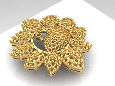 peacock pendant and mango design 3D print model