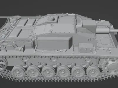 H0 1-87 scale WW2 StuG III Ausf F 3D print model