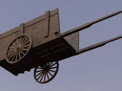  Mid Poly Wooden Wagon for games Low-poly 3D model