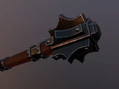 Medieval mace Low-poly 3D model 5