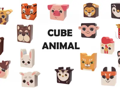 Cube Animal Pack Free low-poly 3D model