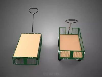 CONVERTIBLE MESH WAGON CART UTILITY TROLLEY WHEELBARROW TRAILER 3D model