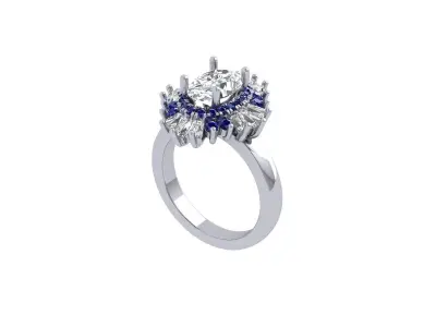 Oval Solitaire Ring 3D print model 28