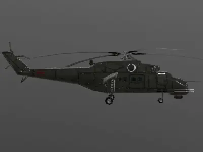 Mi-35 russian military helicopter - russian military helicopter Low-poly 3D model