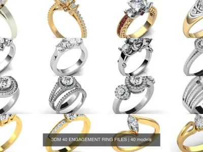 3DM 40 ENGAGEMENT RING FILES 3D Model Pack