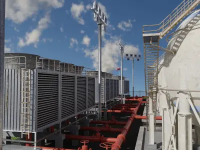Petroleum Refinery Storage Tanks Low-poly 3D model