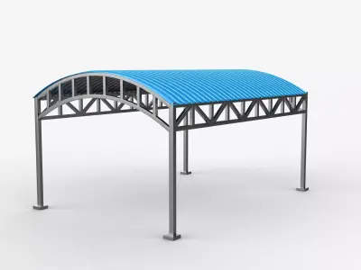 steel frame carport 05 3D model
