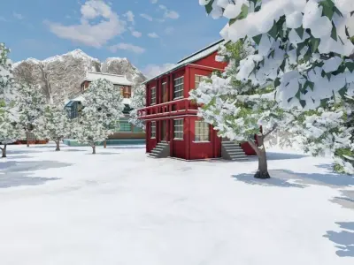 Snowy Village 3D model buy