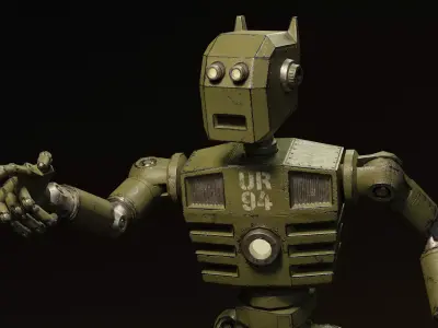 Mechanical Robot in Steampunk style Low-poly 3D model